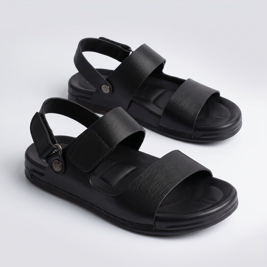 Classic Strap Sandals Men's Black Leather