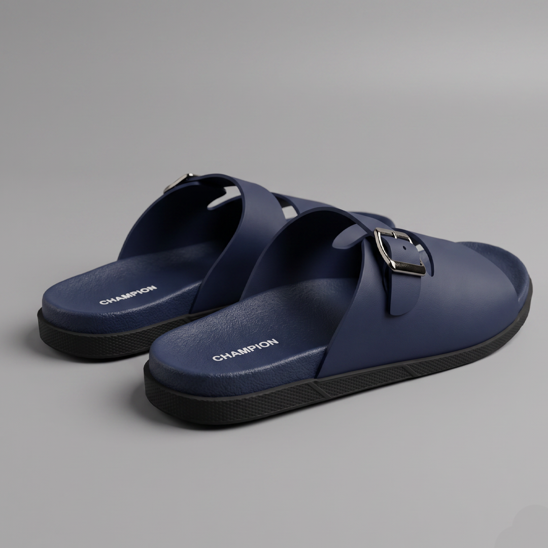 Buckle Slide Sandals blue