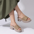 Nude Rhinestone Slide Heels fawn