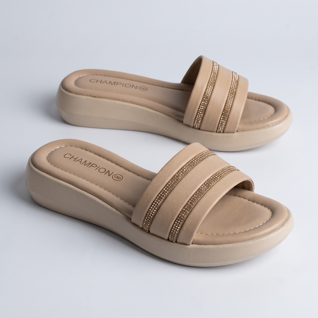 Studded Strap Slides gold