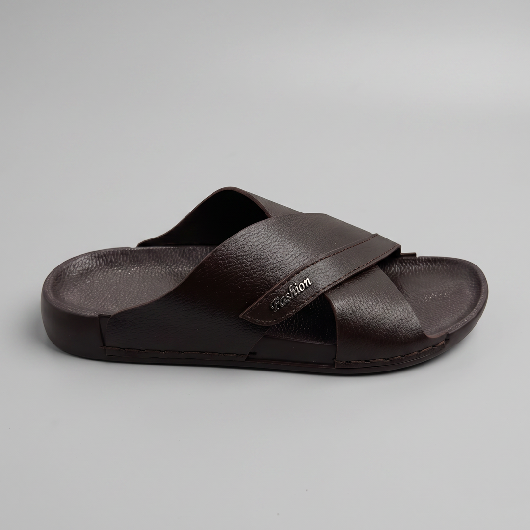 Crossover Slide Sandals brown