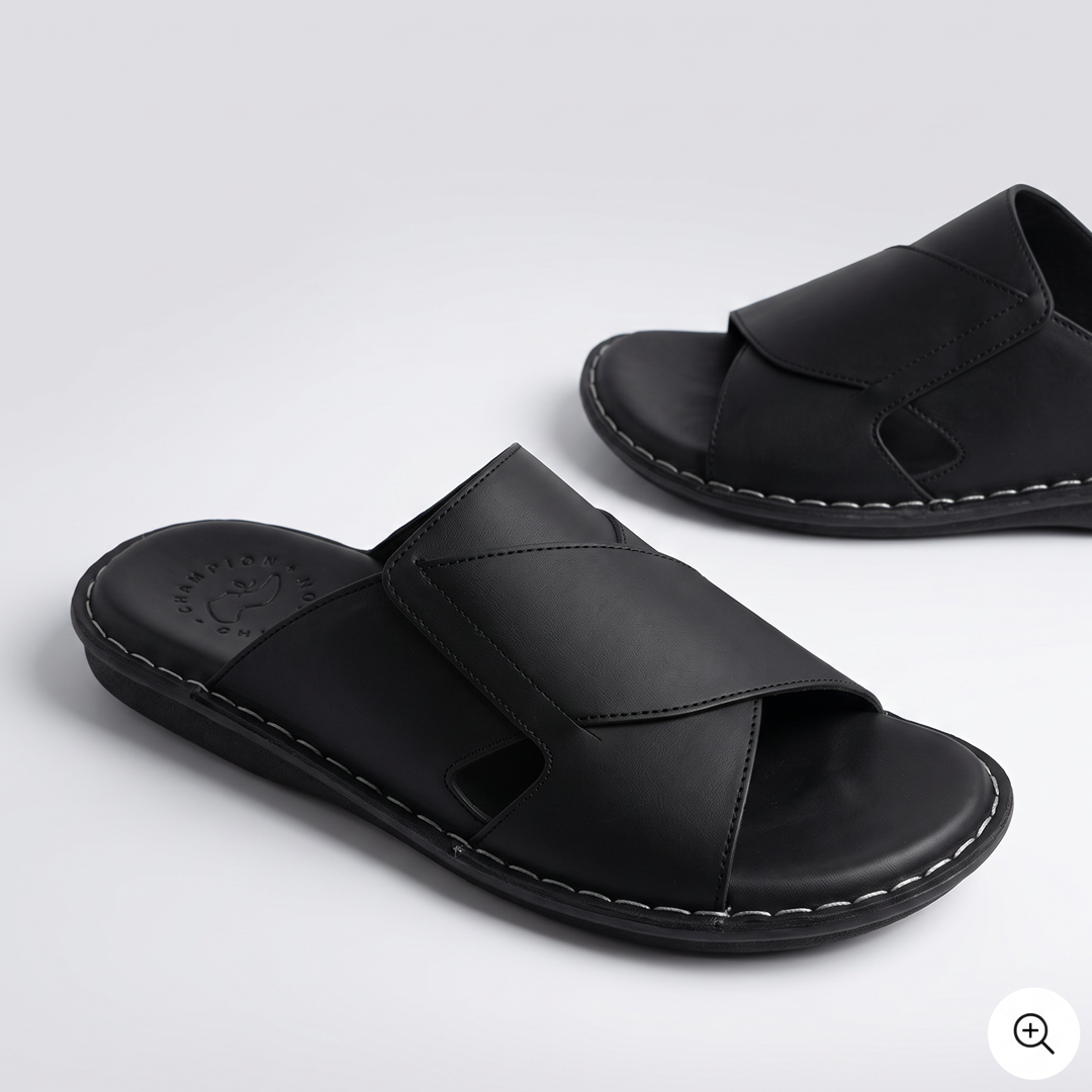 Cross Over Slide Sandals black