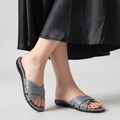 Woven Cross Strap Slides gray