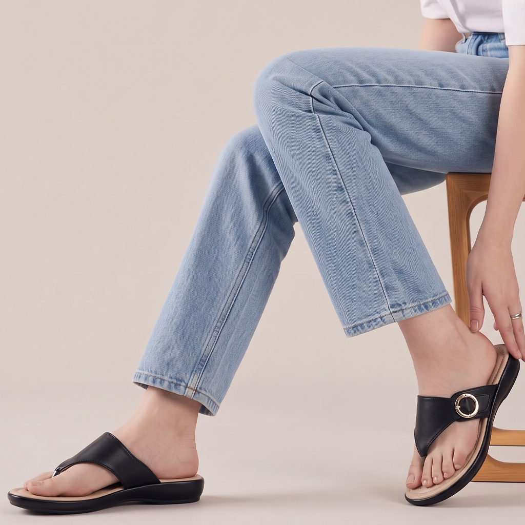 Wedge Thong Sandals black