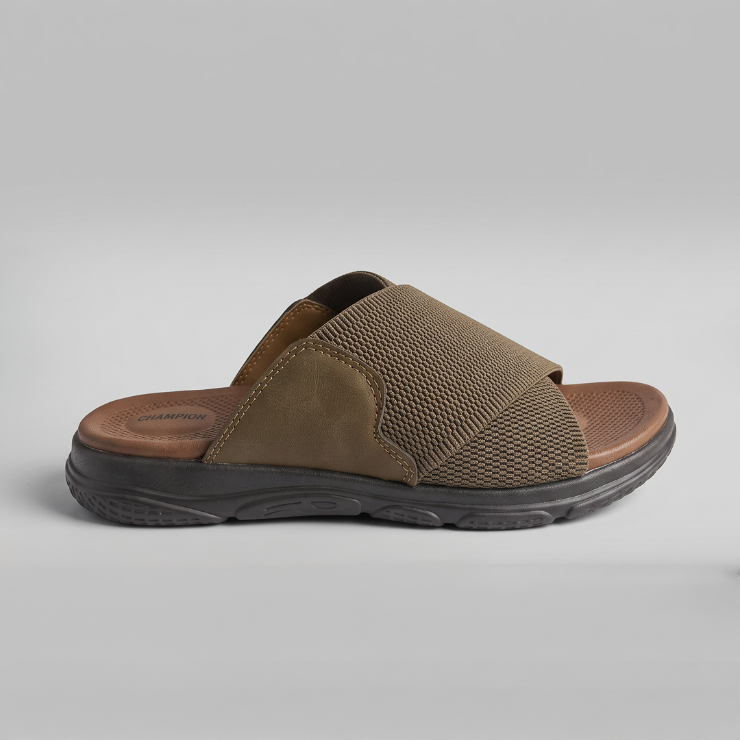 Cross Strap Knit Slides khaki