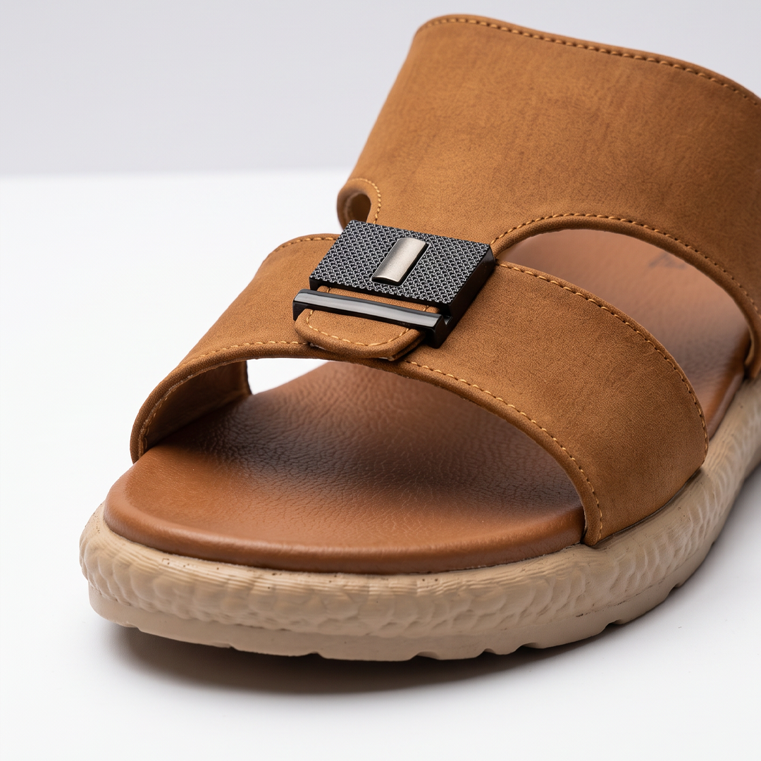 Textured Buckle Slides musterd