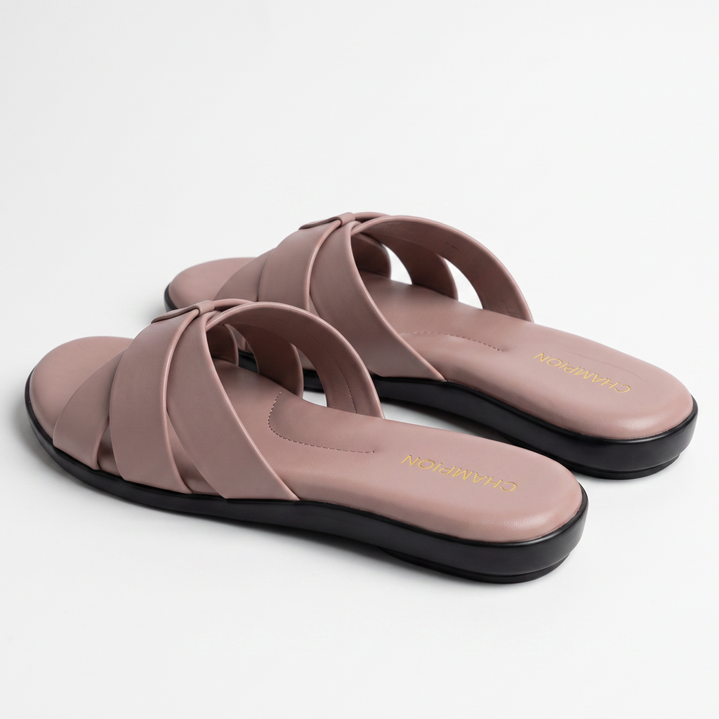 Woven Cross Strap Slides pink