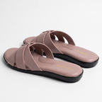 Woven Cross Strap Slides pink