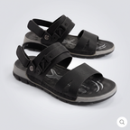 Cross Strap Sport Sandals Leather Black