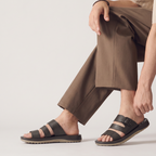 Triple Strap Buckle Slides grey