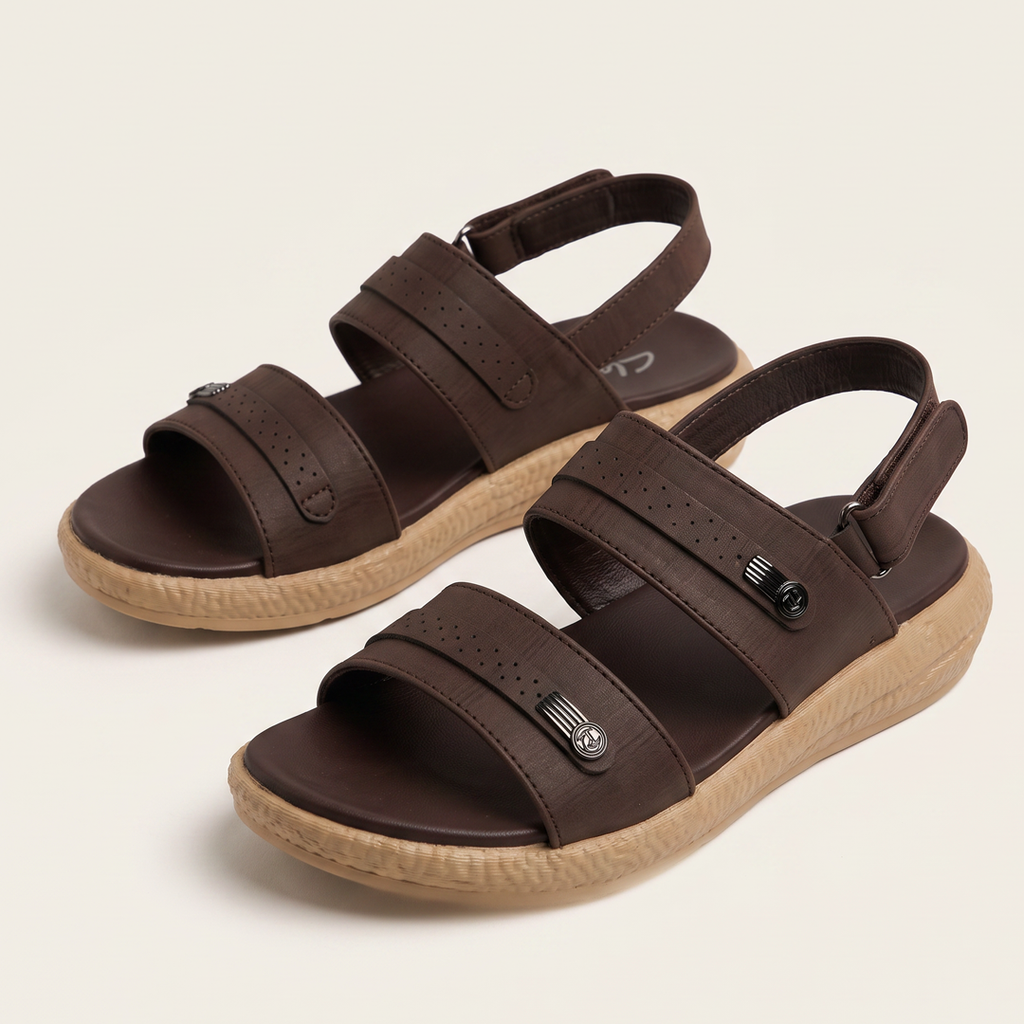 Men's Two Strap Sandals Dark Brown