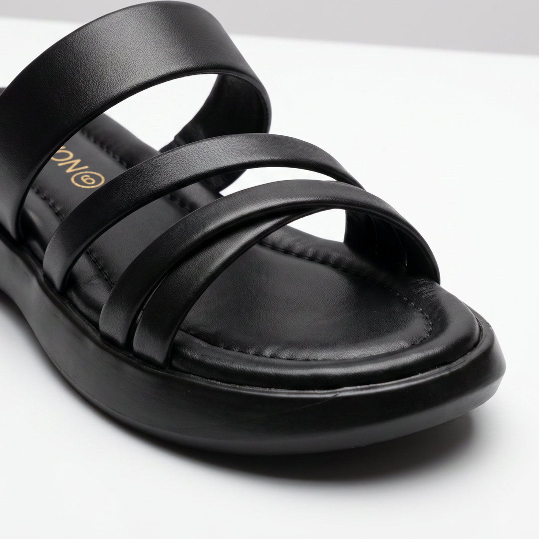Beige Strappy Platform Sandals black
