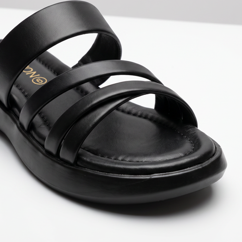 Beige Strappy Platform Sandals black
