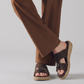 Textured Buckle Slides brown