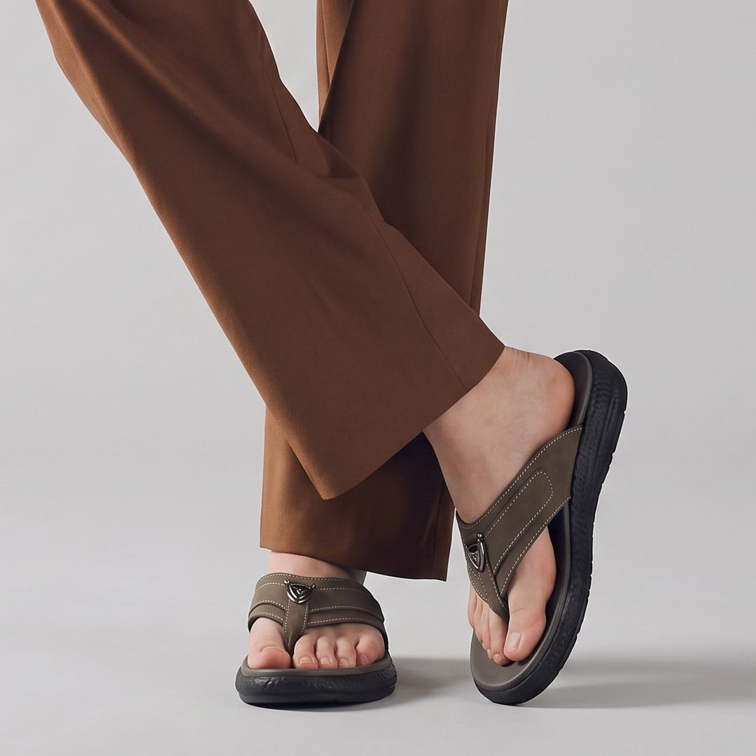 Tan Comfort Thong Sandals grey
