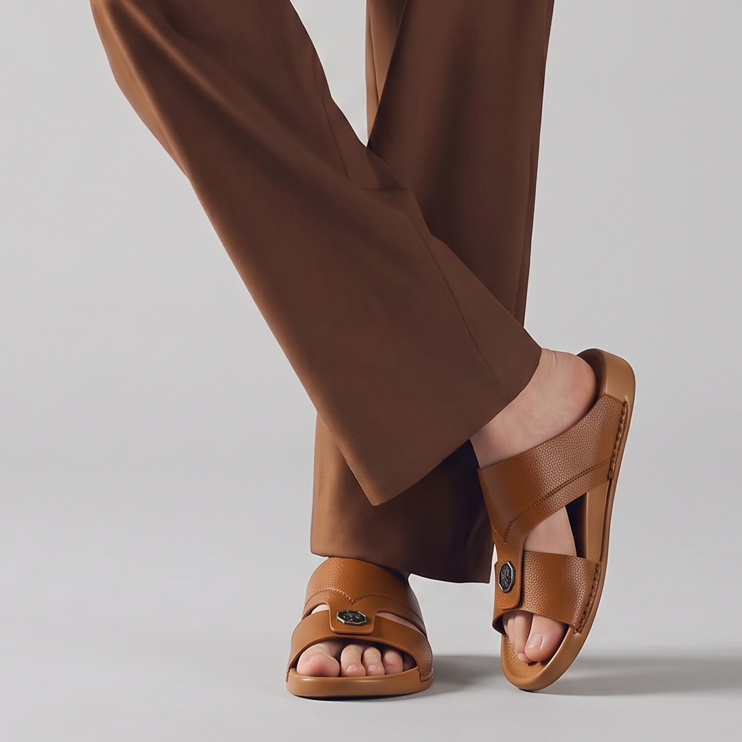 Crossover Slide Sandals brown