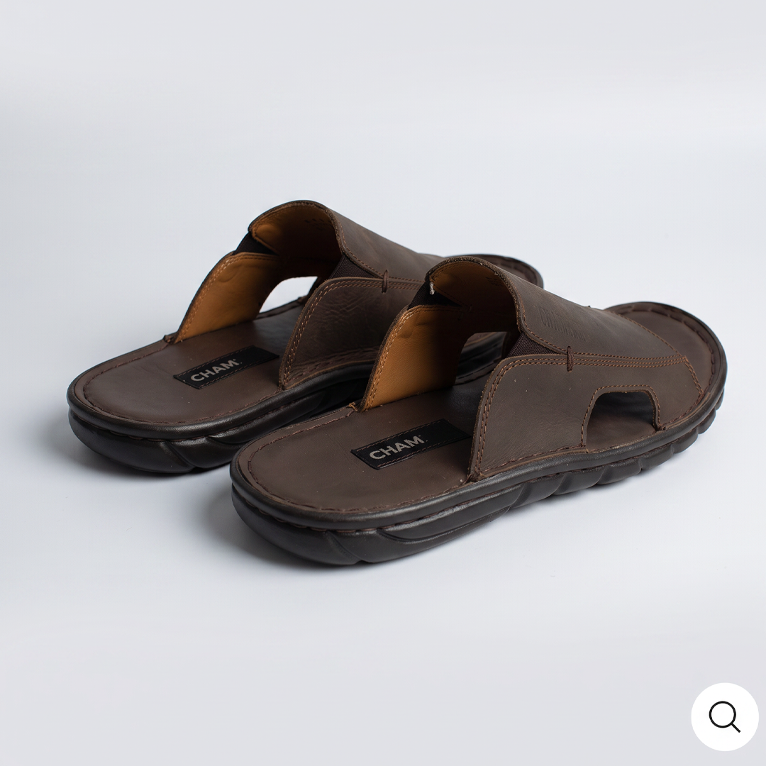 Classic Leather brown Slide Sandals