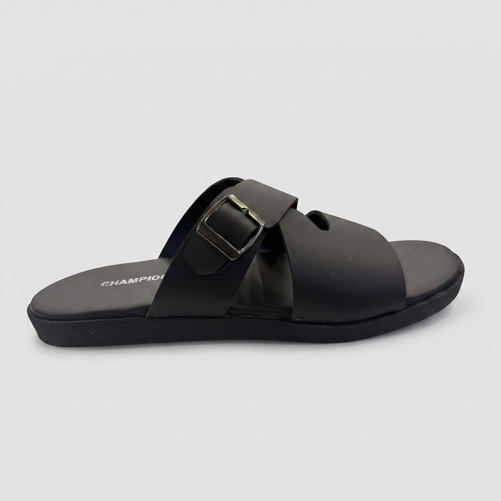 Olive Crossover Buckle Sandals black