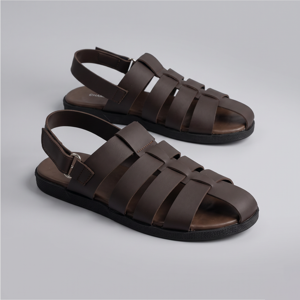 Woven Fisherman Sandals Men's Brown Leather
