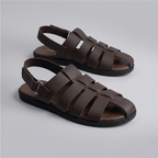 Woven Fisherman Sandals Men's Brown Leather