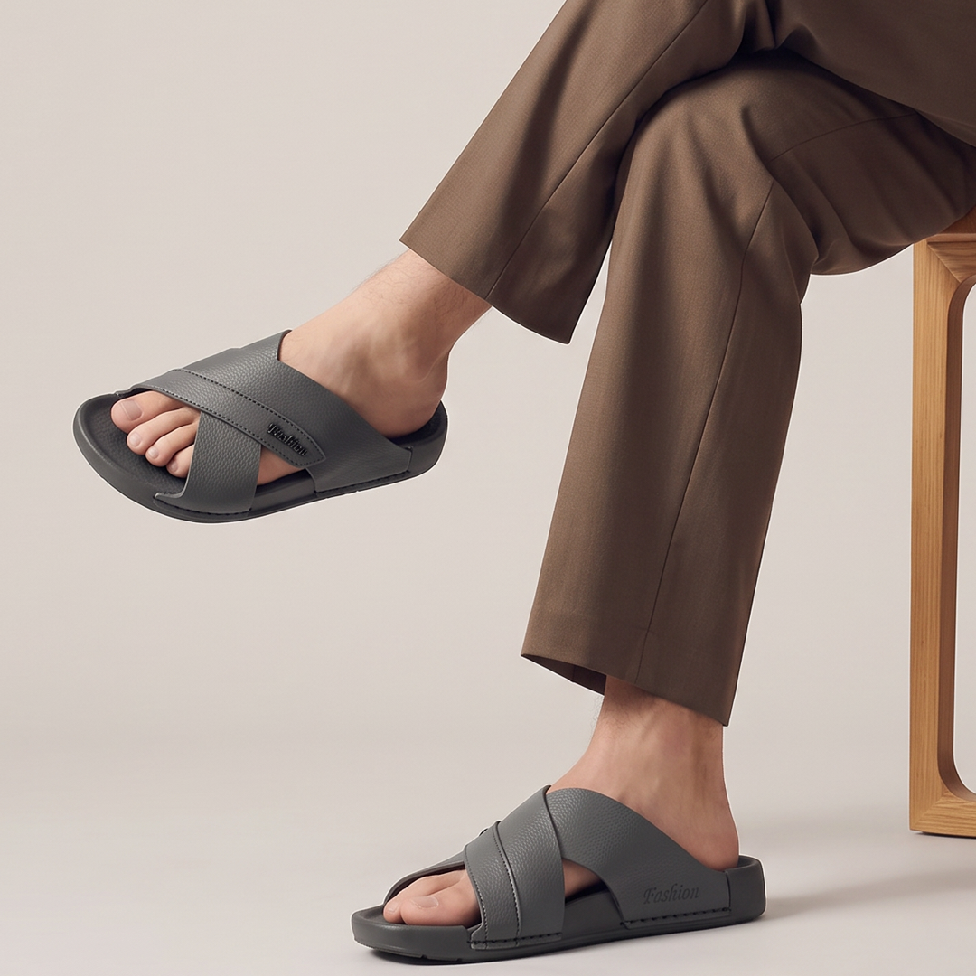 Crossover Slide Sandals grey