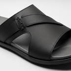 Crossover Slide Sandals Leather black