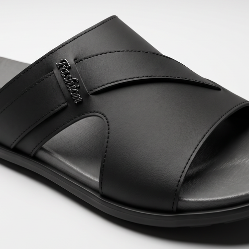 0414 Crossover Slide Sandals Leather black