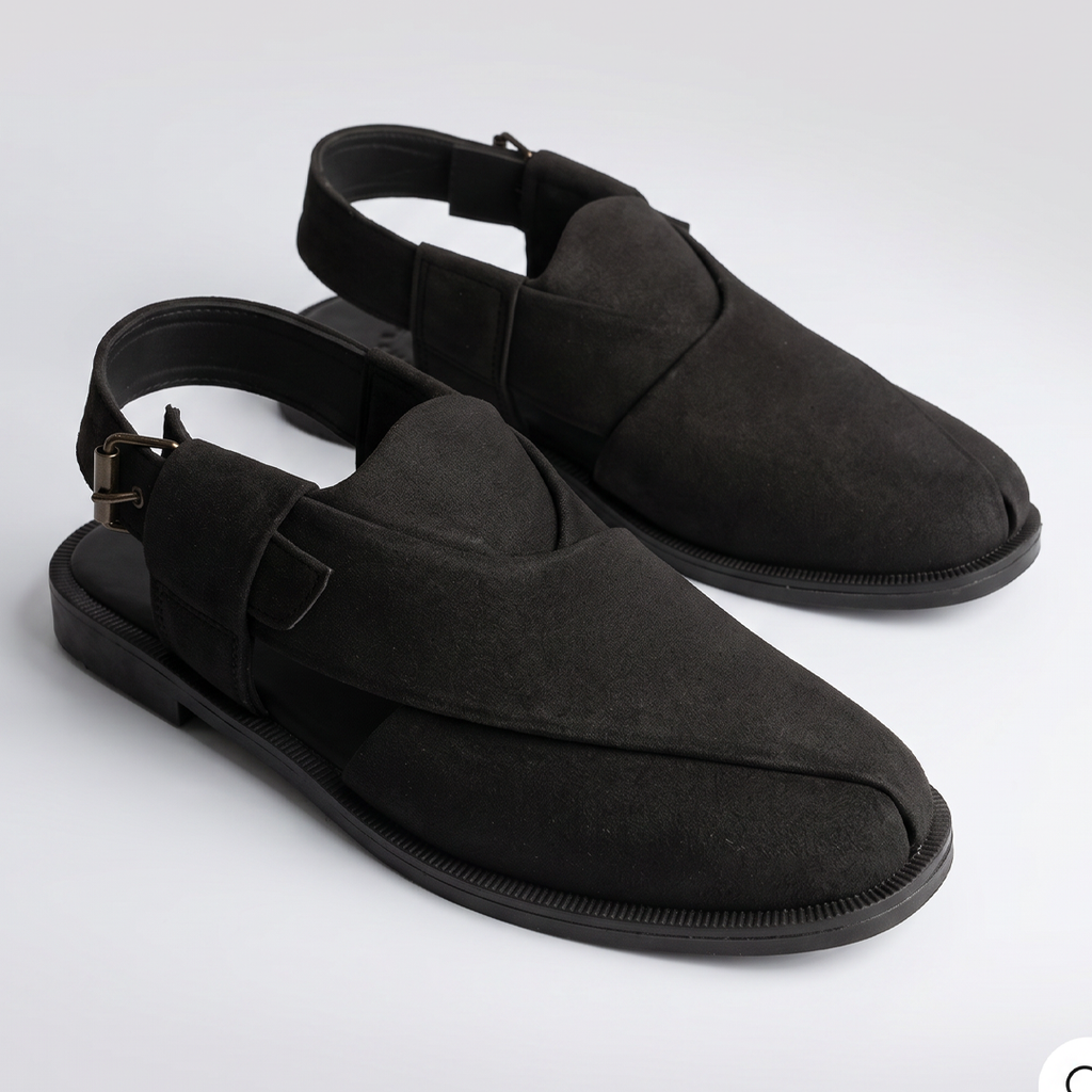 Peshawari Suede Sandals Black