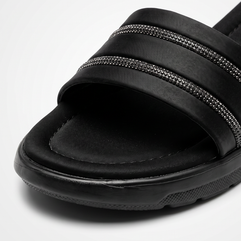 Studded Strap Slides black