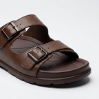 Dual Strap Chunky Slides brown