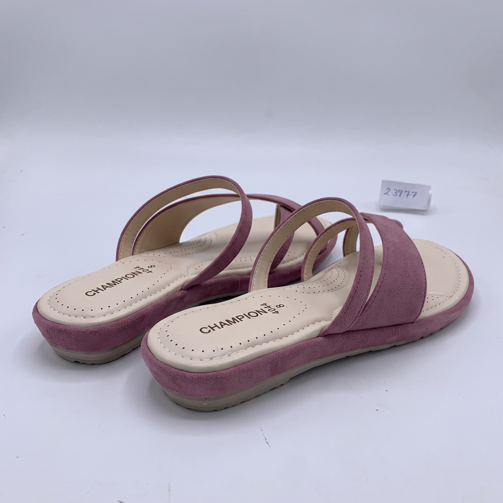 Suede Toe Ring Flat Sandals pink
