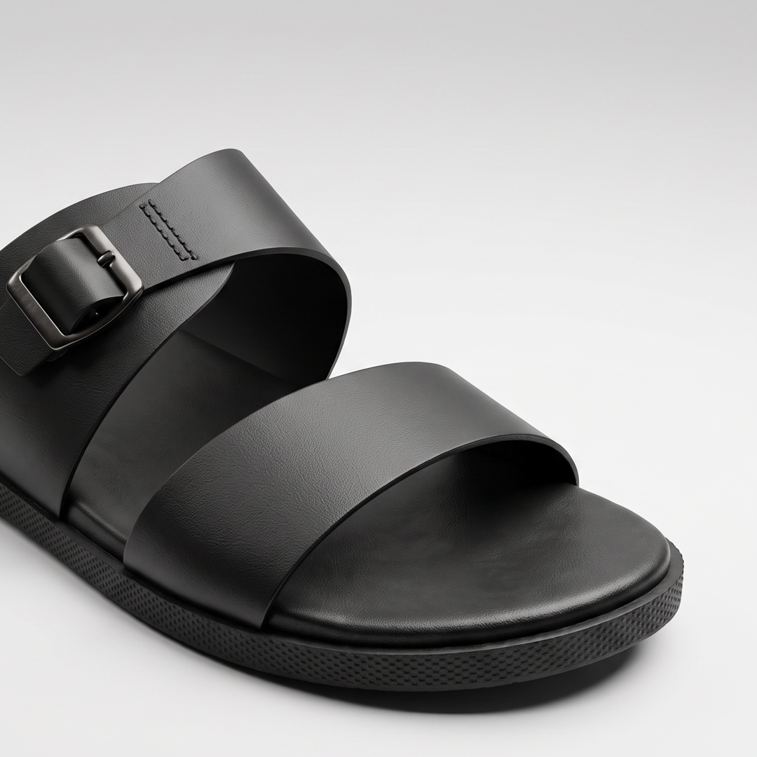 Tan Leather Double Buckle black