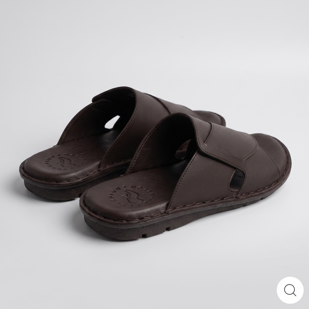 Cross Over Slide Sandals brown
