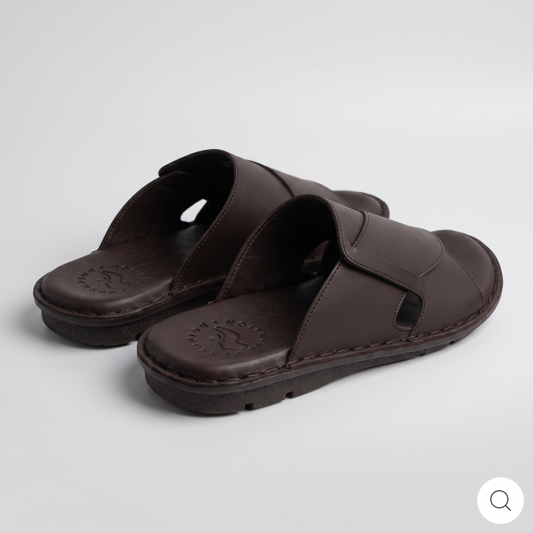 Cross Over Slide Sandals brown