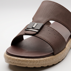 Textured Buckle Slides brown