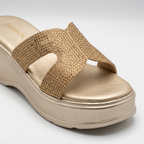 Rhinestone Crossover Heels gold