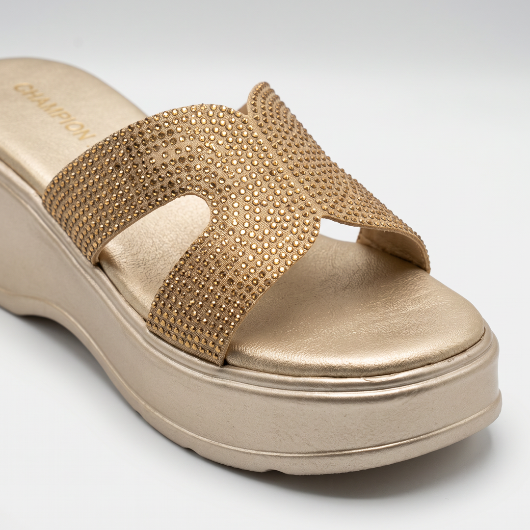 Rhinestone Crossover Heels gold