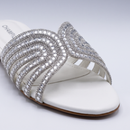 Embellished Low Heel Sandals white
