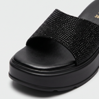 Nude Rhinestone Slide Heels black