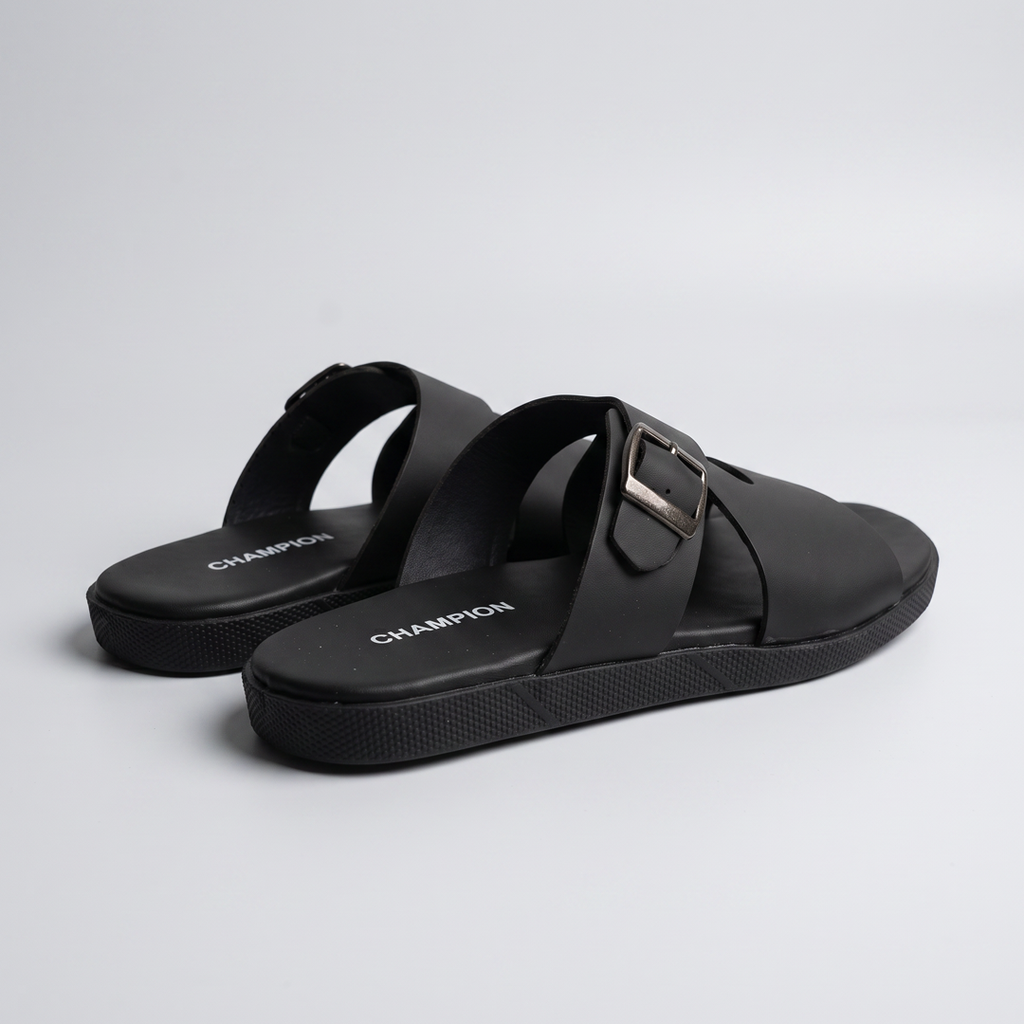 Olive Crossover Buckle Sandals black