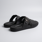 Olive Crossover Buckle Sandals black