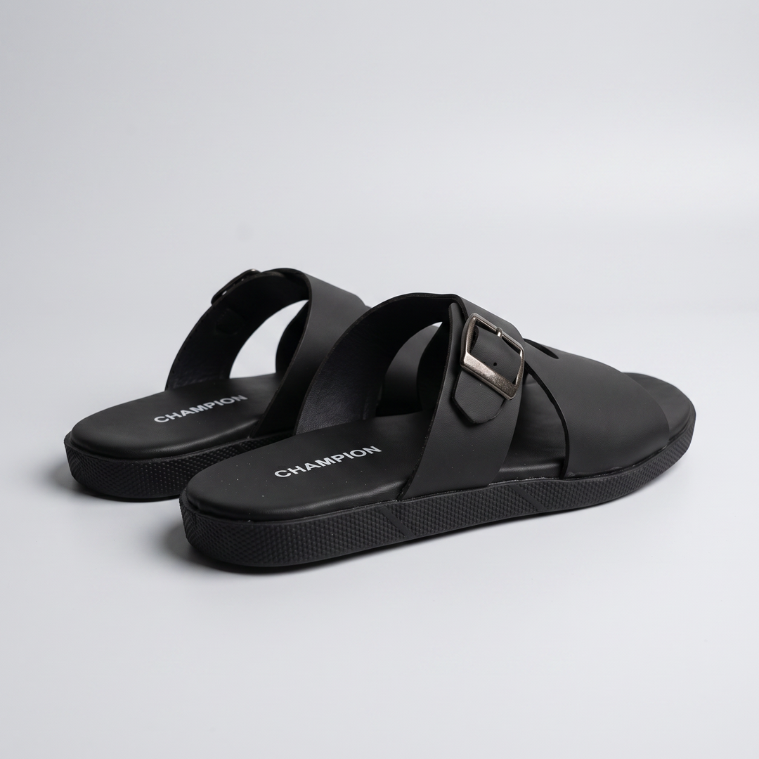 Olive Crossover Buckle Sandals black