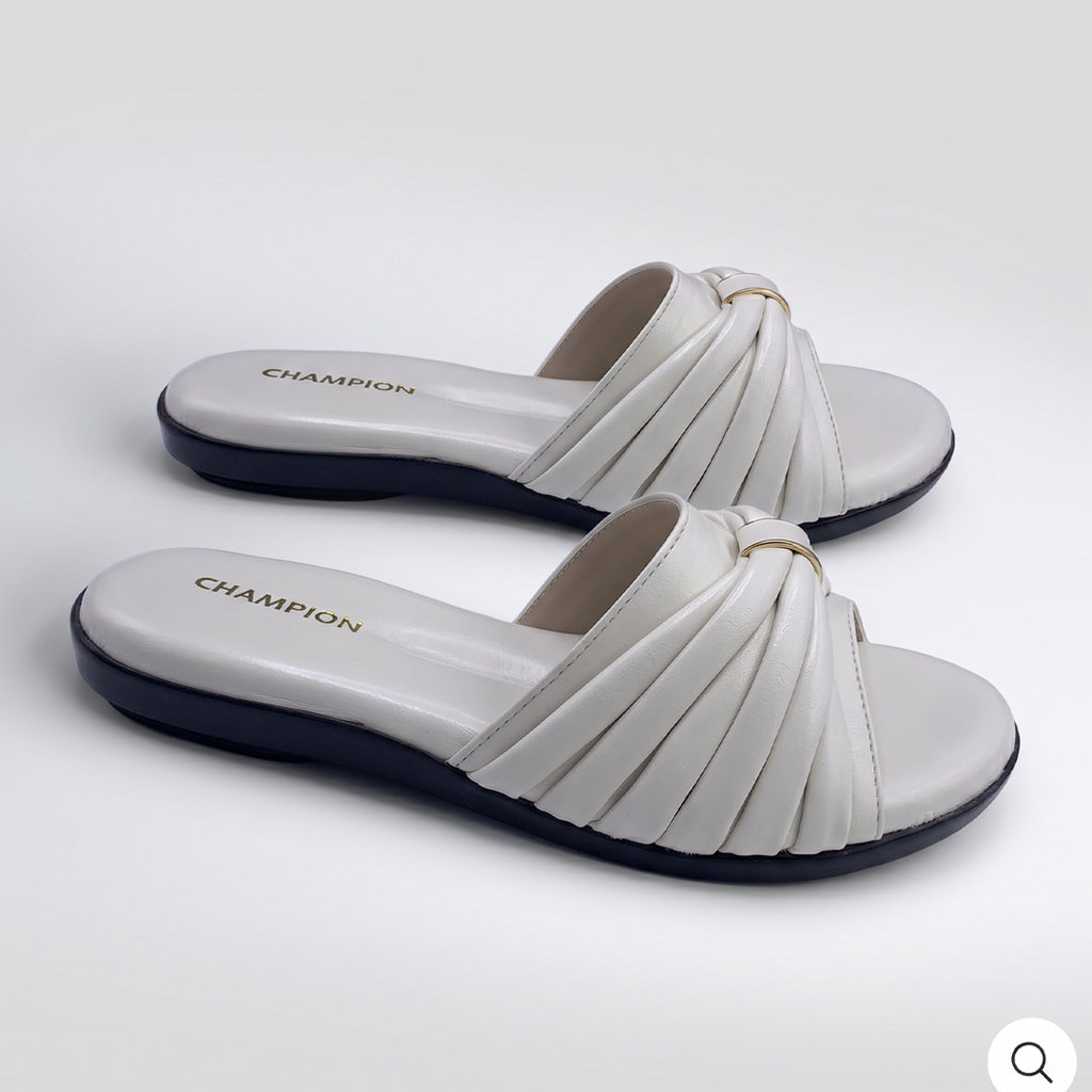 Pleated Slide white