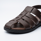 Woven Fisherman Sandals Men's Brown Leather
