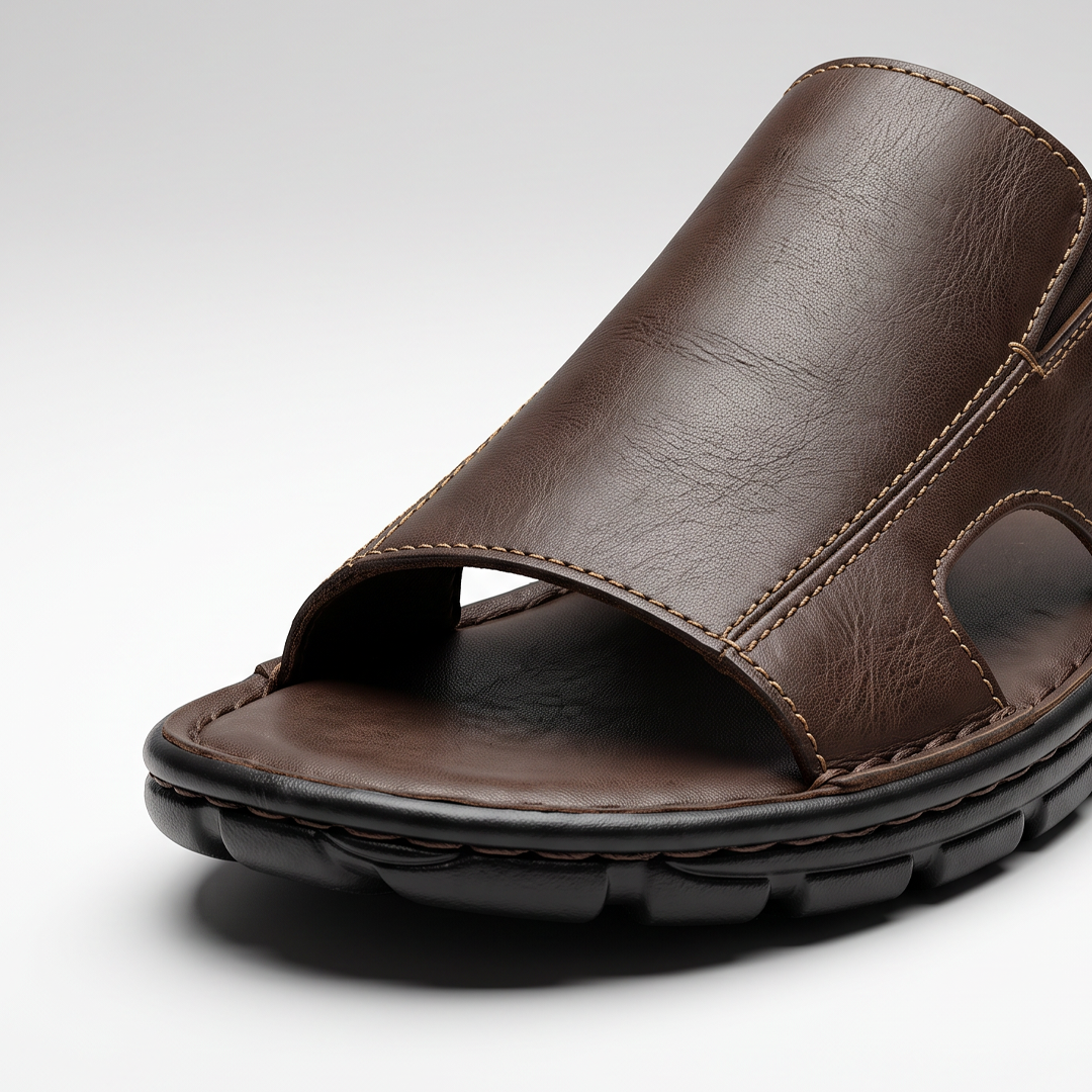 Classic Leather brown Slide Sandals