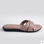Woven Cross Strap Slides pink