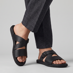 Olive Crossover Buckle Sandals black