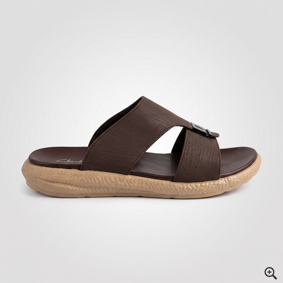 Textured Buckle Slides brown