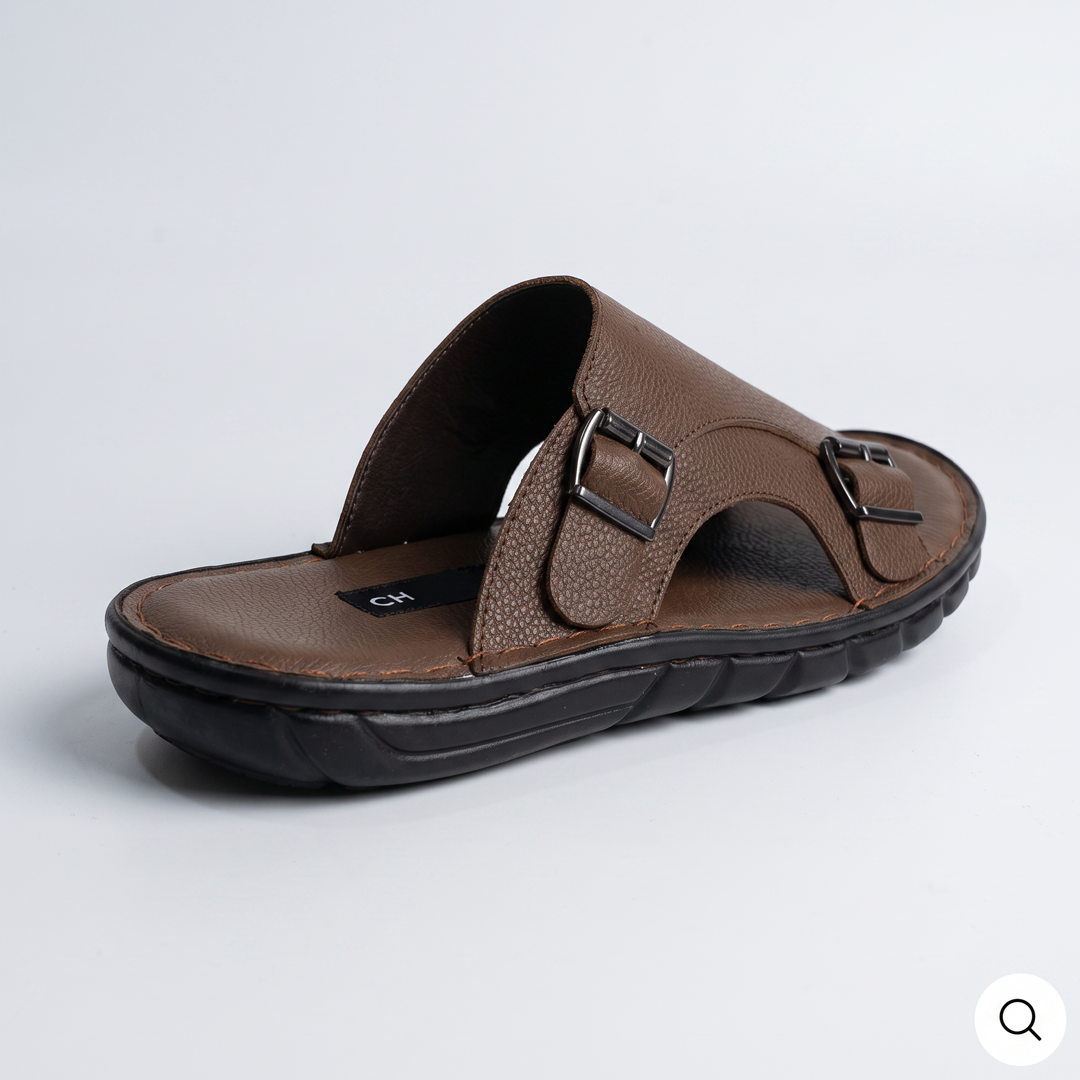 Dual Buckle Slides Brown