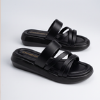 Beige Strappy Platform Sandals black